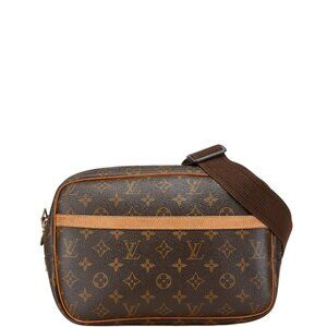 LOUIS VUITTON Authentic Brown Monogram Leather Shoulder Bag